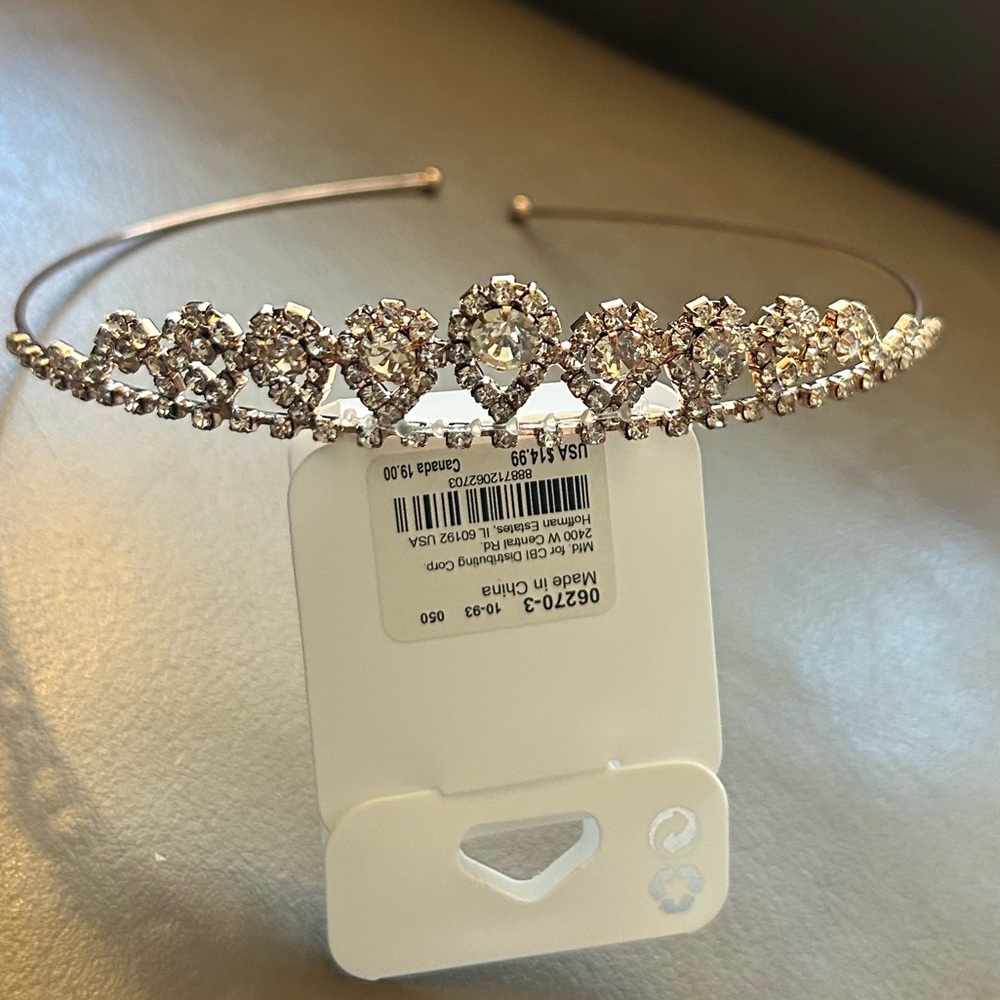 Elegant Rose 💛🩷Gold Tiara with Crystal 💎Accents